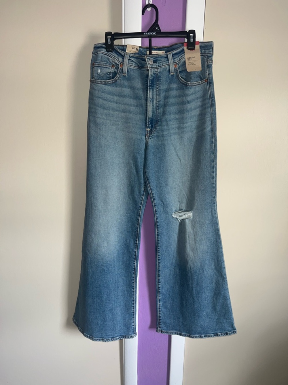 High-Rise Light Blue Wide-Leg Ribcage Bell Jeans